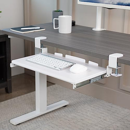 VIVO White Clamp-on 20 x 11 in Keyboard Tray, MOUNT-KB05ES-W - color: White, size: 20 inch