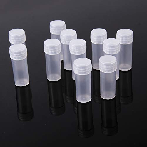 100Pcs 5ML Small Pill Plastic Containers Empty Pill Bottles Sample Bottles Vial Test Tube with Caps by HRLORKC