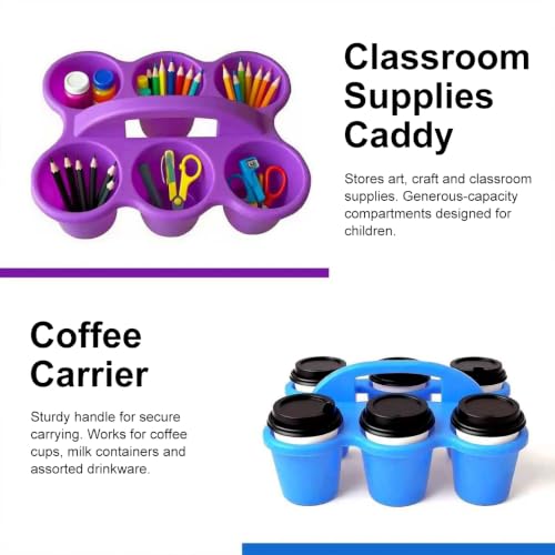 6 Pack Classroom Caddy with Handle, 6 Compartments Multicolor - color: Vibrant Multicolor