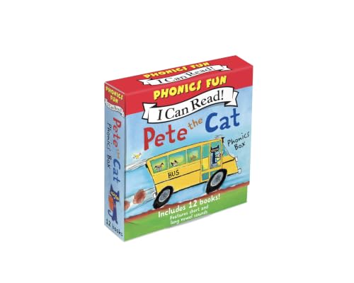 Pete the Cat 12-Book Phonics Fun!: A Box of 12 Mini-Books Featuring Short and Long Vowel Sounds – Expert-Reviewed Beginning Readers for Kids (Ages 3-6) (I Can Read Phonics Fun)