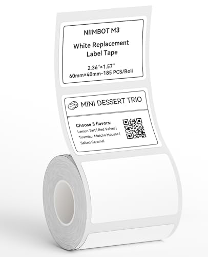 NIIMBOT M3 Thermal Transfer Labels 2.36''×1.57'', Only for M3 Label Maker - size: 60mmx40mm