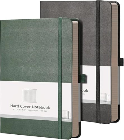 AHGXG Graph Paper Notebook, 384 Pages, 120GSM, A5 (5.7'' × 8.3'') - color: Blackgreen, size: A5