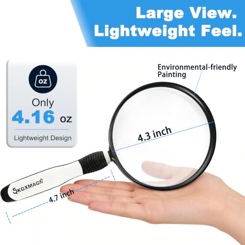 10X Magnifying Glass for Reading, 4.3" Senior Handheld Magnifier