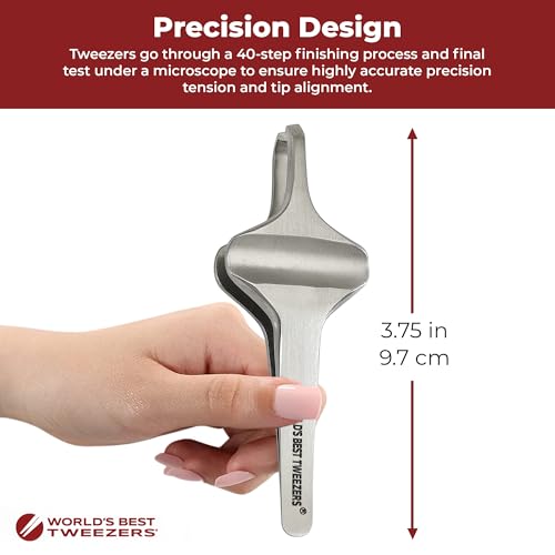 World's Best Tweezers Diamond Butterfly Tweezers - Wide Grip Slant Tip Precision Tweezers for Eyebrow, Facial & Ingrown Hair Removal - Perfectly Aligned Tool for Women&Men - Silver Stainless Steel - style: Butterfly Diamond Tip