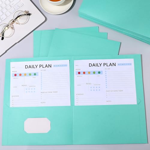 Harloon 75 Pack Light Blue Two Pocket Paper Folders Bulk, Letter Size - color: Light Blue