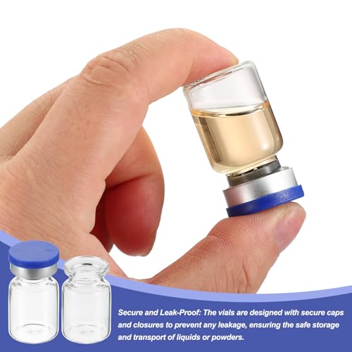 PATIKIL 6ml Sample Vials, 100 Pack Lab Empty Vials with Butyl Rubber Stopper Crimp Top Caps and Labels Borosilicate Glass Vial, Clear - color: Clear, size: 6ml