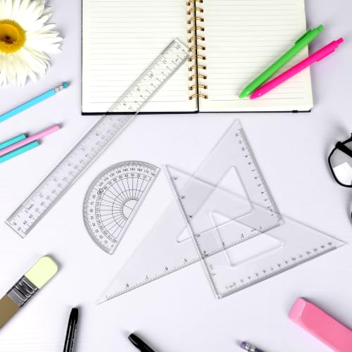 Coopay 4 Pcs Triangle Ruler Set, Acrylic Drafting Tool, Clear - color: Clear, size: 12 Inch