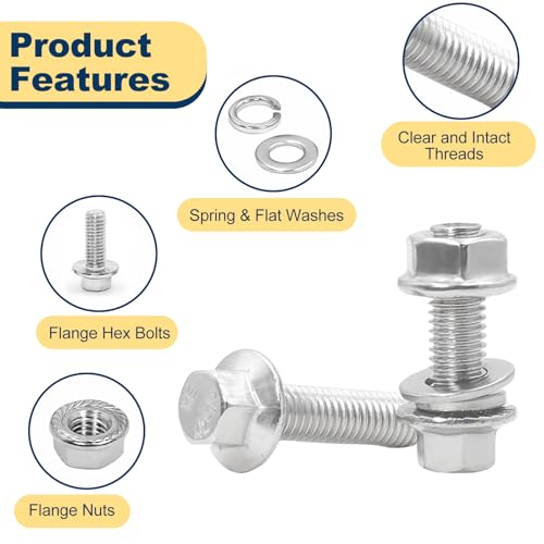 M6-1.0 Flange Bolt & Nut(12/16/20/25/30mm) Assortment Kit Stainless 288Pcs - size: SS Metric M6