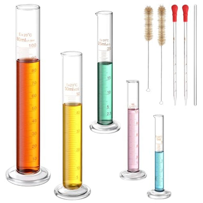 Jetec 10 Pcs Thick Glass Graduated Cylinder Set 5-100ml