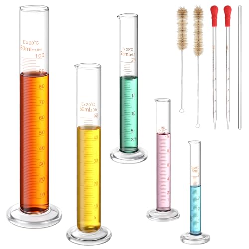 Jetec 10 Pcs Thick Glass Graduated Cylinder Set 5-100ml