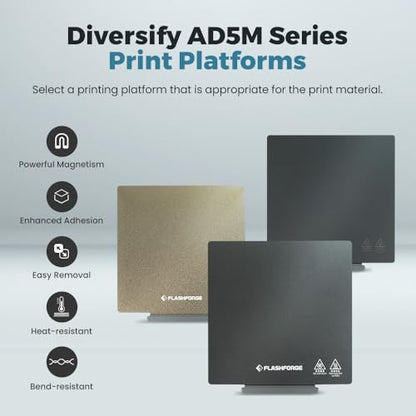 FLASHFORGE AD5M (Pro)/ AD5X 3D Printer High Temperature PC Plate, Upgrade Magnetic Flexible Smooth PC Sticker Sheet Print for ABS/ASA Materials Perfectly - style: High Temperature PC Plate