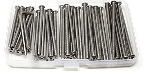 iexcell 50 Pcs M4 x 60/65/70/75/80 Stainless Steel 304 Hex Socket Button Head Cap Screws Bolts Assortment Kit - size: M4 x 60/65/70/75/80mm