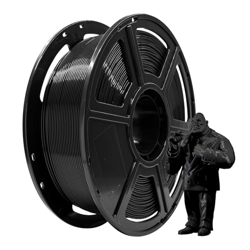 FLASHFORGE PLA Filament 1.75mm, 3D Printer Filament 1kg (2.2lbs) Spool, Dimensional Accuracy +/- 0.02mm, 3D Printing Filament Easy to Use and Fits for Most FDM 3D Printers (Black) - color: Black