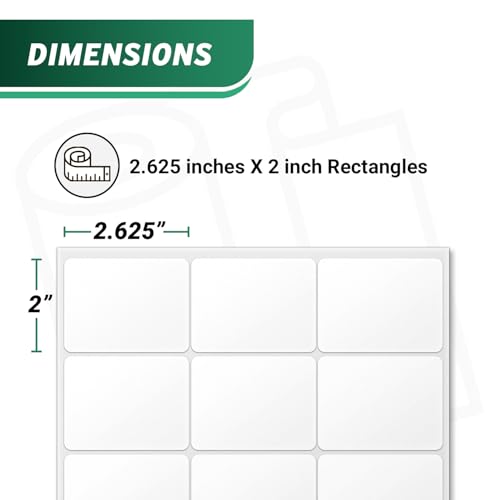 Blank Rectangle Labels, White, 2.625" x 2" - size: 2.625" x 2"
