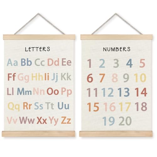 Supwhd Classroom Wall Decor, Numbers and Alphabet Educational Wall Art Poster, Alphabet ABC Numbers from 1 to 20 Poster Wall Decor for Toddler Kids Room Playroom Classroom, 12x16 Set of 2 - color: ABC123, size: 12 x 16 inches