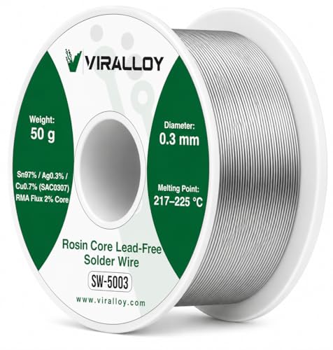 0.3mm Lead Free Solder Wire, Rosin Core Solder for Electronics, Sn97/Ag0.3/Cu0.7, 50g Fine Thin Solder Wire for PCB, Circuit Boards, Micro Soldering and Precision Repair - size: 0.3mm 50g