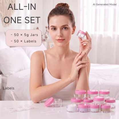 5 Gram Sample Containers with Lids, Small Travel Size Containers - color: Pink