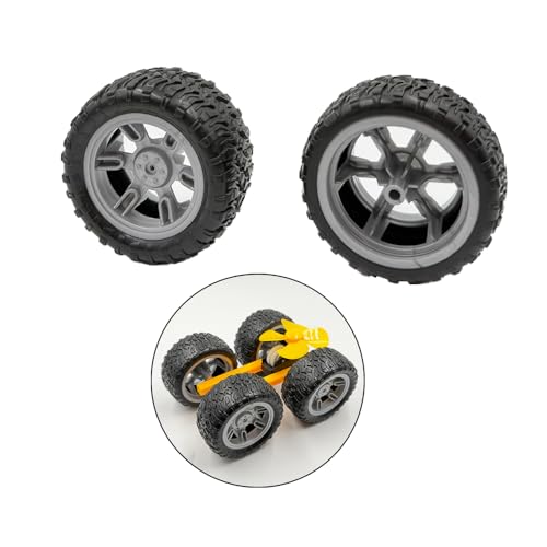 4PCS Toy Car Wheel Model Car Rubber Tire Wheel with 2PCS Metal Shaft Round Rod Axles for for DIY Model Toy RC Car Truck Robot Building Part (3x60mm) - style: 3x60mm
