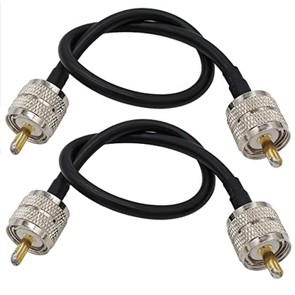 exgoofit PL259 Male to Male Adapter 12 inch RG58 Cable 2-Pack Low Loss Digital Coax UHF Jumper Cable for HAM & CB Radio,Antenna Analyzer,Dummy Load,SWR Meter - size: 2-PACK