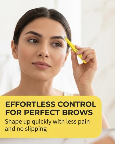 Majestic Bombay Fine Point Tweezers, Eyebrows, Facial Hair, Women and Men - color: Yellow