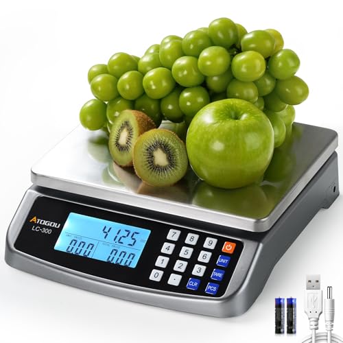 Atogou 66lb Food Scale, Commercial Kitchen Scale with Price Computing - style: Grey 66lb/30kg
