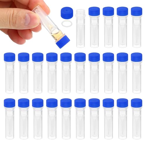 PATIKIL 0.5ml Plastic Cryogenic, 25Pcs Self Standing Cryogenic Vial Screw Top Frozen Test Tube for Lab Laboratory Science, Blue Cap - color: Blue, size: 0.5ml
