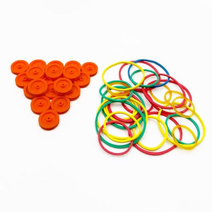 30PCS 2mm Hole Plastic Pulley Wheel Belt Pulley Drive Pulley with Rubber Band Transmission Belt Pulley Belt for DIY Model Toy RC Car Truck Robot Airplane Parts (Orange 17mm Diameter, 2mm Hole) - style: Orange 17mm diameter