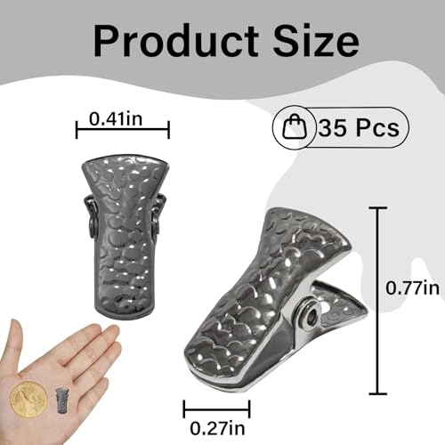 35 Pack Mini Metal Alligator Clips for Crafts Non-Slip Silicone-Coated Retro DIY Badge Small Spring Clips (Black) - color: Black