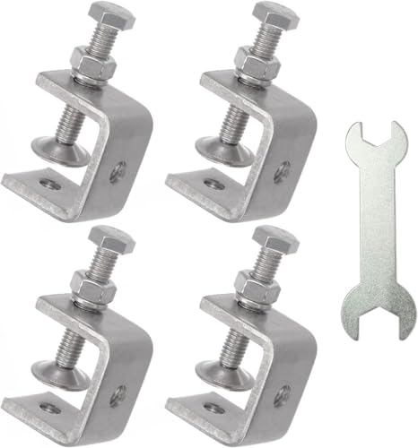 Stainless Steel C Clamps, Mini Tiger Clamp Set for Mounting, Heavy Duty Metal U Clamps, Small Desk G-Clamp with 3.35 Inch Stable Wide Jaw Opening for Metal Working Woodworking Welding Building (4pcs) - size: 3.35 in / 85mm (4 Pcs)