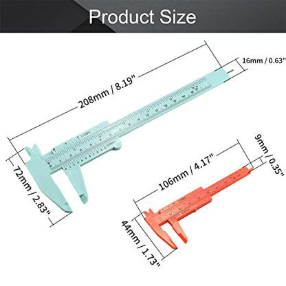Utoolmart Vernier Caliper Set, Double Scale, Plastic Measuring Tool for Precision Measurements Outside Inside Depth 1 Pcs - size: 80/150mm Green