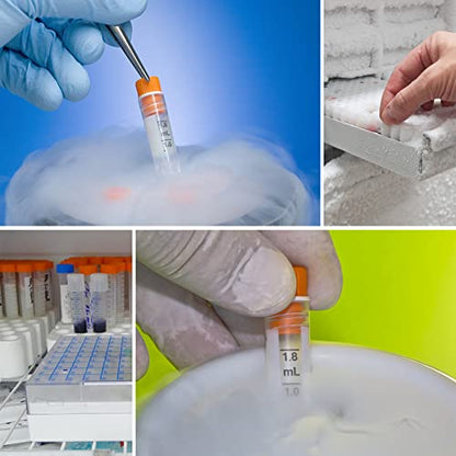 100Pcs 2ml Cryo Tubes Plastic Cryogenic Vials with Screw Caps, PP Material