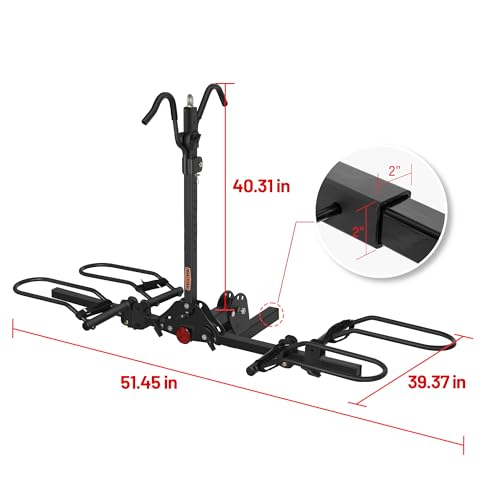 Rockland Foldable 2-Bike Rack, 200 lbs Capacity, Hitch Mount Bike Rack, Fits up to 5" Fat Tire Width and 50" Wheelbase, Bike Carrier Rack for 2" Receiver for Cars SUVs Vans RVs - size: 2-Bike Rack+200LBS (Hooks Design)