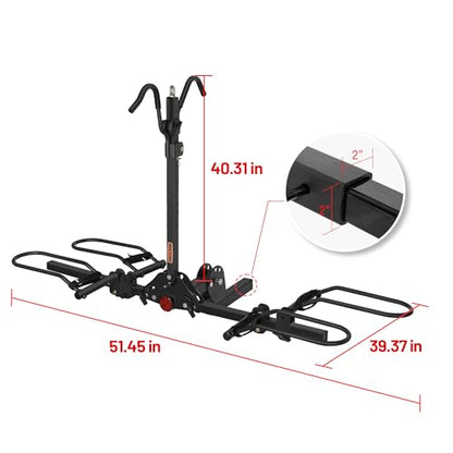 Rockland Foldable 2-Bike Rack, 200 lbs Capacity, Hitch Mount Bike Rack, Fits up to 5" Fat Tire Width and 50" Wheelbase, Bike Carrier Rack for 2" Receiver for Cars SUVs Vans RVs - size: 2-Bike Rack+200LBS (Hooks Design)