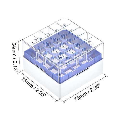 uxcell Centrifuge Tube Freezer Storage Box 25 Places Waterproof Polypropylene Cryogenic Holder Rack for 1.8/2ml Microcentrifuge Tubes Vials Samples, Blue - color: Blue