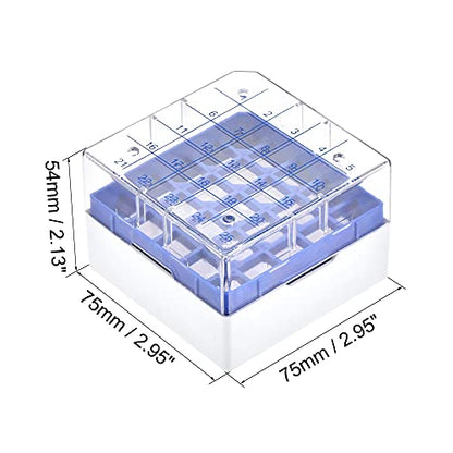 uxcell Centrifuge Tube Freezer Storage Box 25 Places Waterproof Polypropylene Cryogenic Holder Rack for 1.8/2ml Microcentrifuge Tubes Vials Samples, Blue - color: Blue