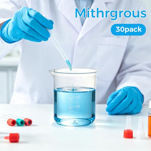 30 Pack Plastic Beakers,5 Size Graduated Measuring Beaker Set of 6 (50ml,100ml,150ml,250ml,500ml）,Premium Polypropylene Plastic Beakers for Kids,Science Lab Equipment, Home Experiment