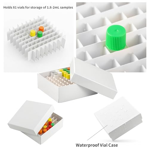 18Pcs White 81 Well Cardboard Freezer Box for Lab Storage Waterproof Coating - color: White