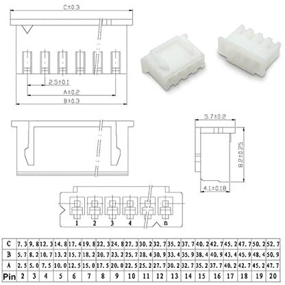 XH2.54 to PH2.0 JST Connector Kit and Pre-Crimped 22AWG Cable,Compatible with JST-XH 2.54mm & JST-PH 2.0mm Cable Connector 2/3/4/5/6/7/8/9/10Pin 16cm Wire (XH-to-PH)