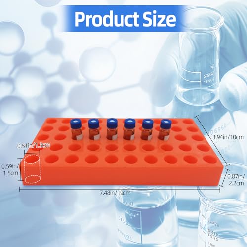lab Vial Holder for 2ml HPLC Sample Bottles,50-Well (Well Diameter:0.51inch) Sample Bottles Racks,Stackable Test Tube Racks，Sample Vial Rack(1pcs：Orange)