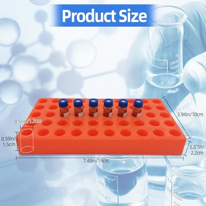 lab Vial Holder for 2ml HPLC Sample Bottles,50-Well (Well Diameter:0.51inch) Sample Bottles Racks,Stackable Test Tube Racks，Sample Vial Rack(1pcs：Orange)
