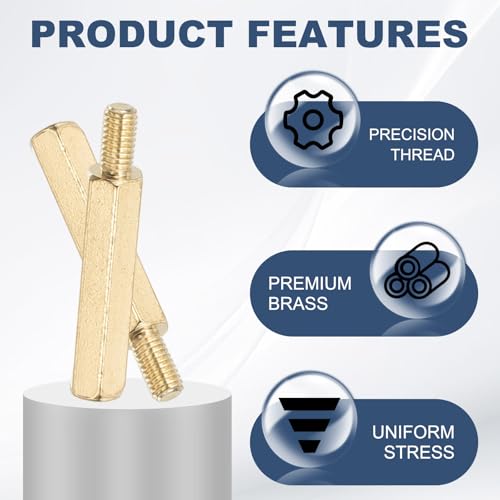 PATIKIL 50 Pcs Male to Female Thread Spacer Screws M3 x 20mm + 6mm Brass Hex Standoff PCB Motherboard Spacer Screw Nut for Drone Quadcopter Computer Electronic Projects Circuit Board - size: M3 x 20mm + 6mm