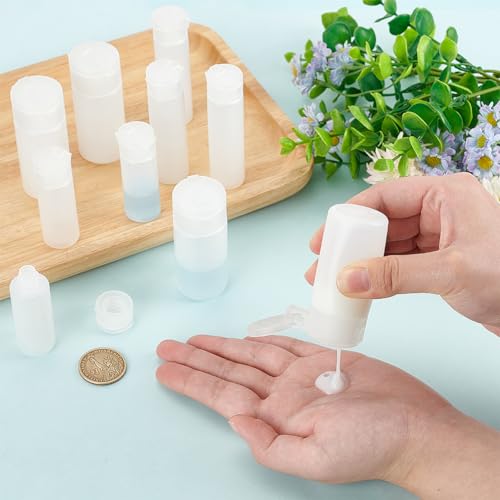 BENECREAT 10Pcs 12ml/18ml/30ml Travel Bottles Plastic Toiletry Bottles Flip Cap Squeeze Sample Bottle Containers for Makeup Lotion Emulsion Foundation Shampoo Packing - size: 0.4 Ounces