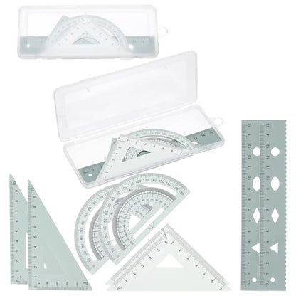 PATIKIL Geometry Set 2Pcs 6" Aluminum Ruler & 4 Triangles, Metal Protractor - color: Gradient Green, size: 6 Inch