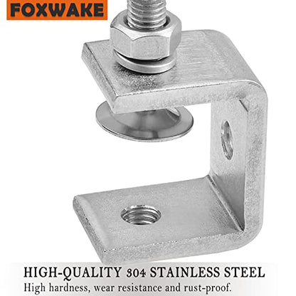 Heavy Duty Stainless Steel C Clamps 2 1/2 Inch for WoodWorking, Small U Clamps for Mounting, Mini Desk Clamps with Stable Wide Jaw Opening & Protective Pads/I-Beam Design (2pcs) - color: 2 9/16 In-2pcs-65mm