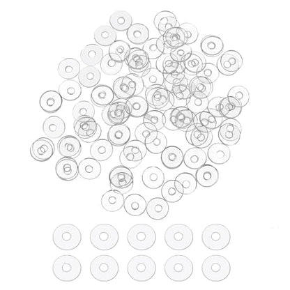 PATIKIL Flat Washer, 200 Pcs PVC Plastic Washers Round Sealing Spacer Gasket 1.4mm ID 4mm OD 0.5mm Thickness for Shower Door Handles Towel Bars Grommets Hardware Replacement, Clear - size: 1.4mm ID x 4mm OD x 0.5mm Thickness