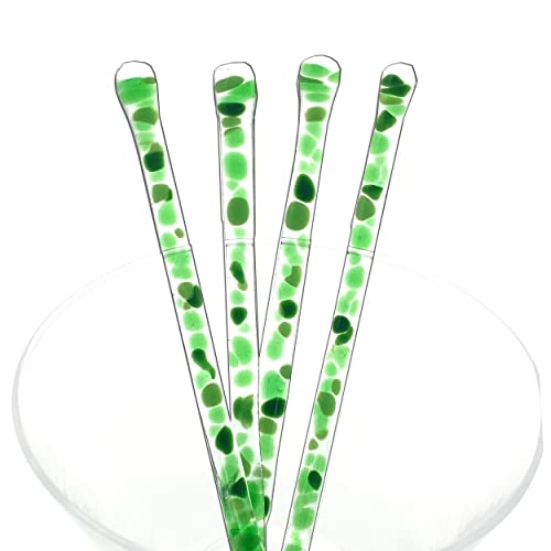 studioTica Handmade Glass Swizzle Sticks: Rainforest Green, Set of 5 - color: Rainforest Green