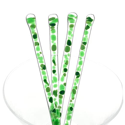 studioTica Handmade Glass Swizzle Sticks: Rainforest Green, Set of 5 - color: Rainforest Green