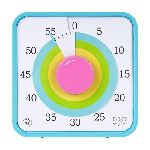 TWENTY5 SEVEN 7.5-Inch Visual Timer, Battery-Free 60-Minute Countdown Clock - color: Macaron Sky Blue