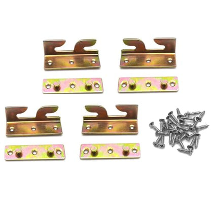 RUIAN Bed Rail Brackets Set of 4, Heavy Duty Iron Bed Hinges Replacement Parts for Wood Bed Frames, Headboard, Footboard, with Screws, 80x23x21mm - color: 4PCS,YELLOW