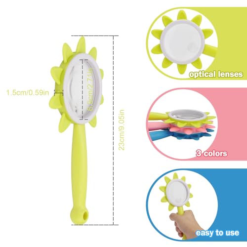 Rongon 10X Kids Magnifying Glass Handheld Magnifier for Children (Green) - color: Green